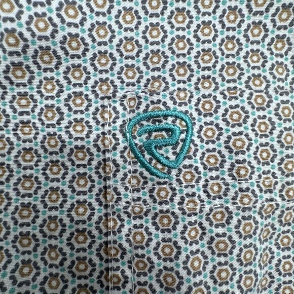 Rock and Roll Cowboy Button Down Shirt Medium Blue Floral Chest Pocket L/S‎ - Picture 3 of 9